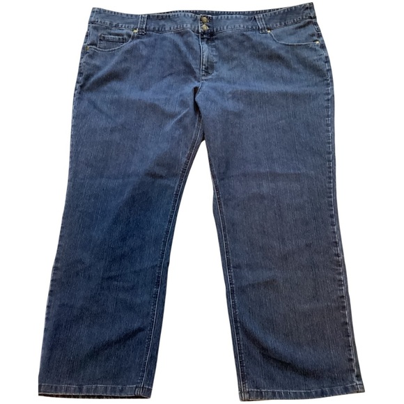 CJ Banks Dark Blue Straight Leg Jeans Plus Size 28 W Petite - Picture 1 of 10